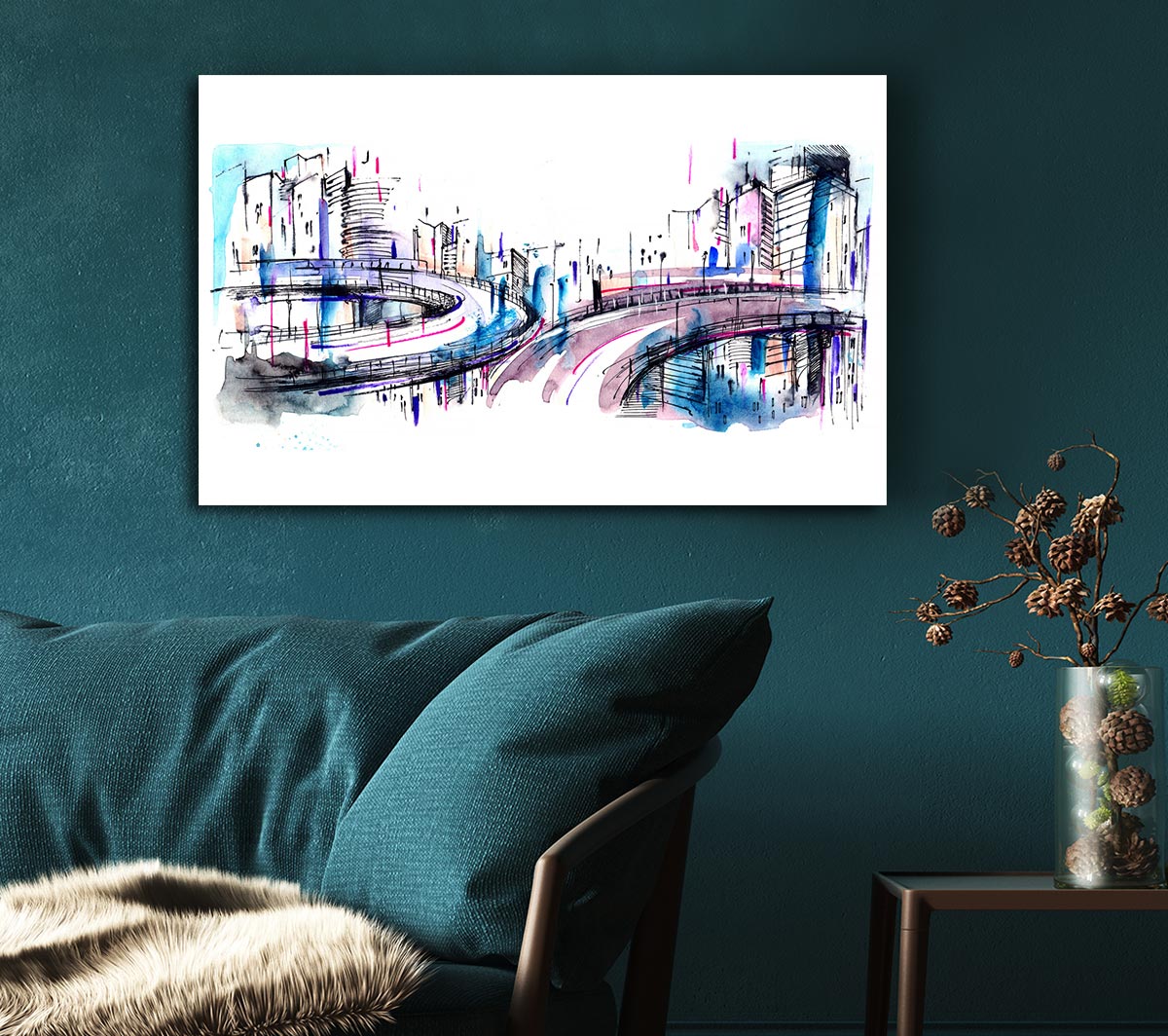 Ring Roads Through The City Canvas Wall Art