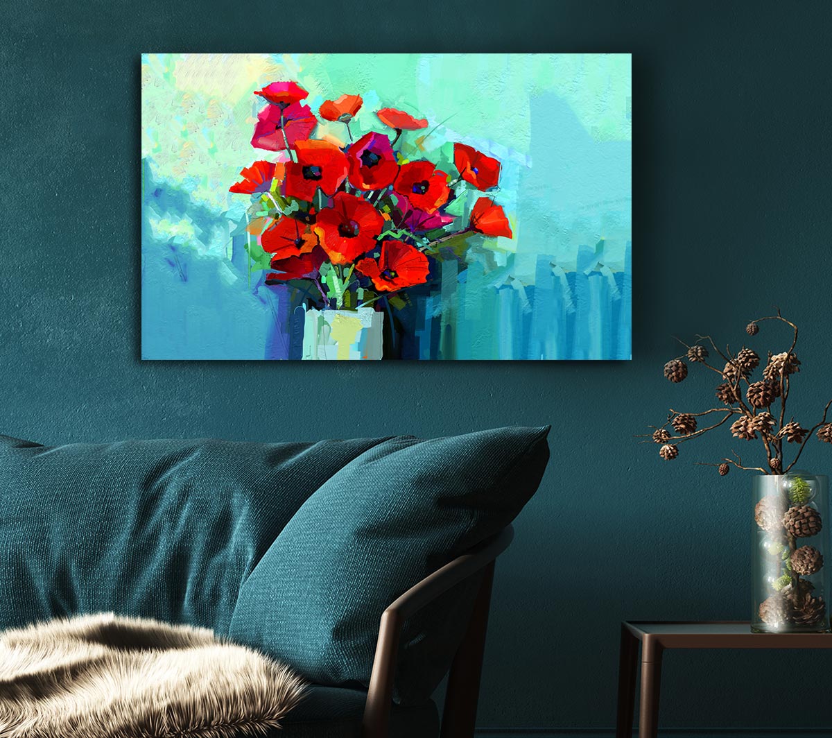 Poppy Vase Beauty Canvas Wall Art