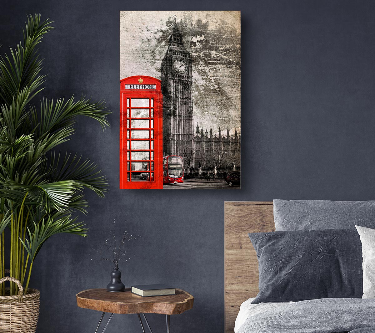 Retro Big Ben Canvas Wall Art