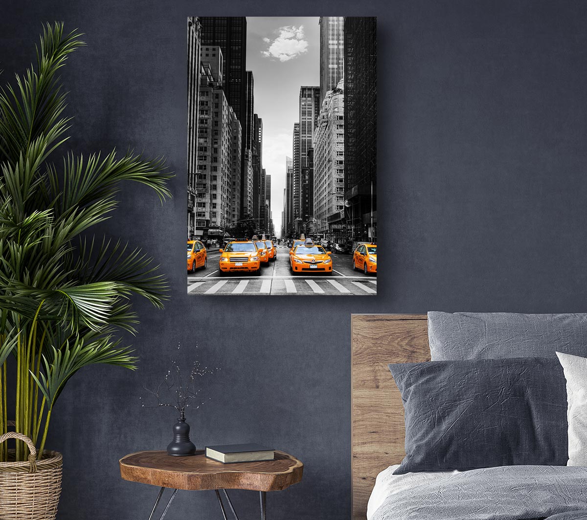 Yellow Cabs In New York 3 Canvas Wall Art