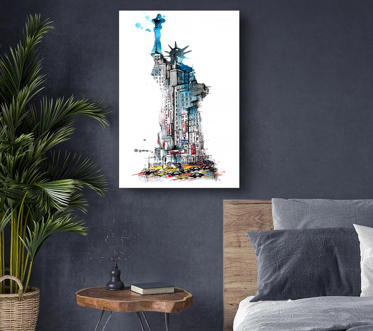 The Big Apple In The Statue Of Liberty Canvas Wall Art