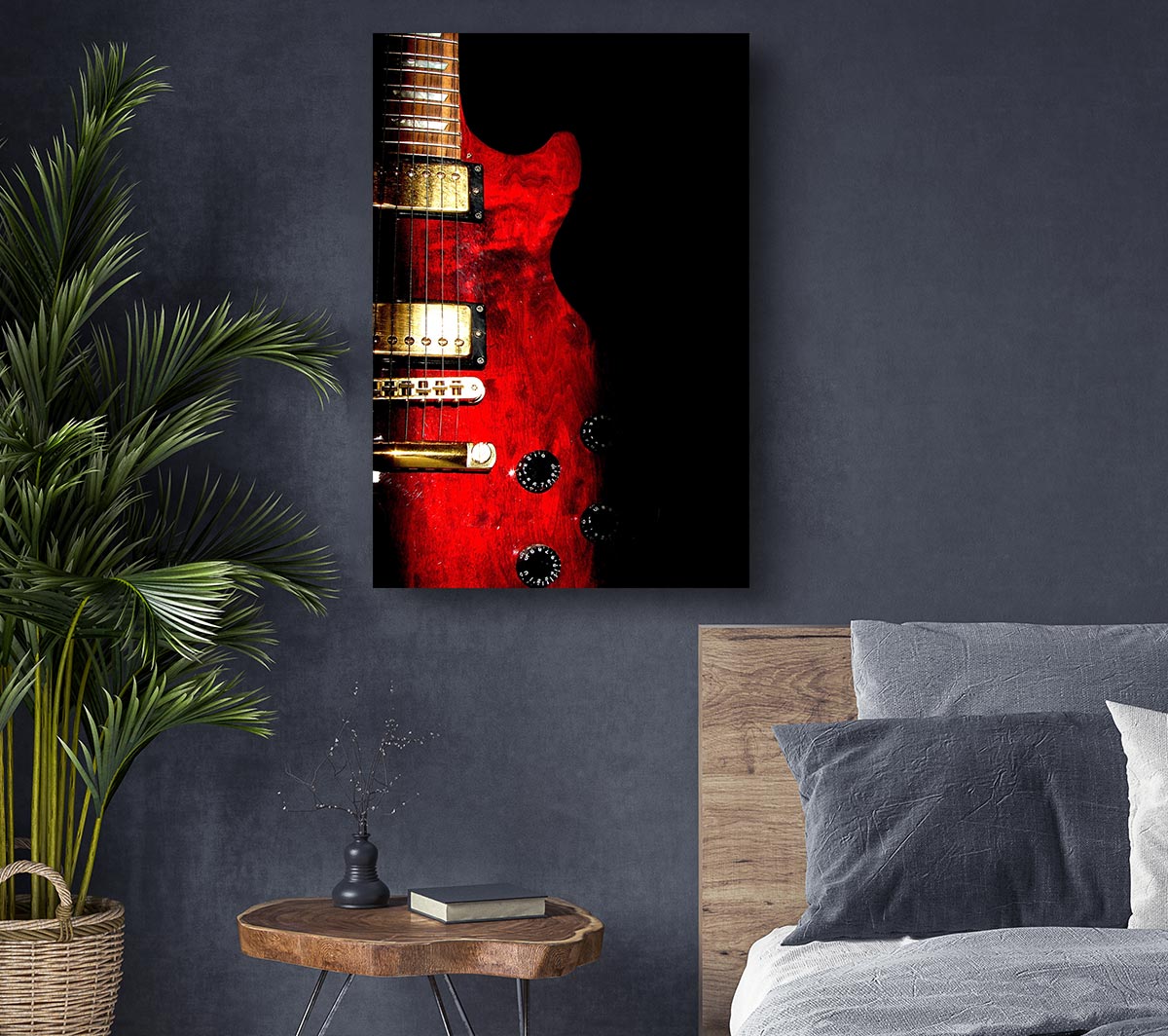 Red Electric Guitar Canvas Wall Art