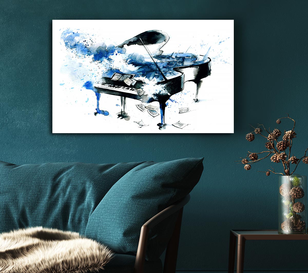 Piano Blues Canvas Wall Art