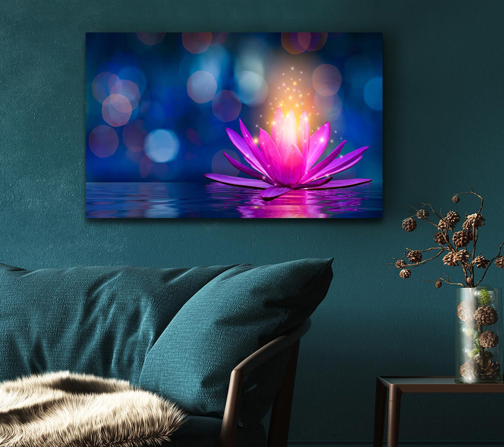 Spores of light from a lilly Canvas Wall Art