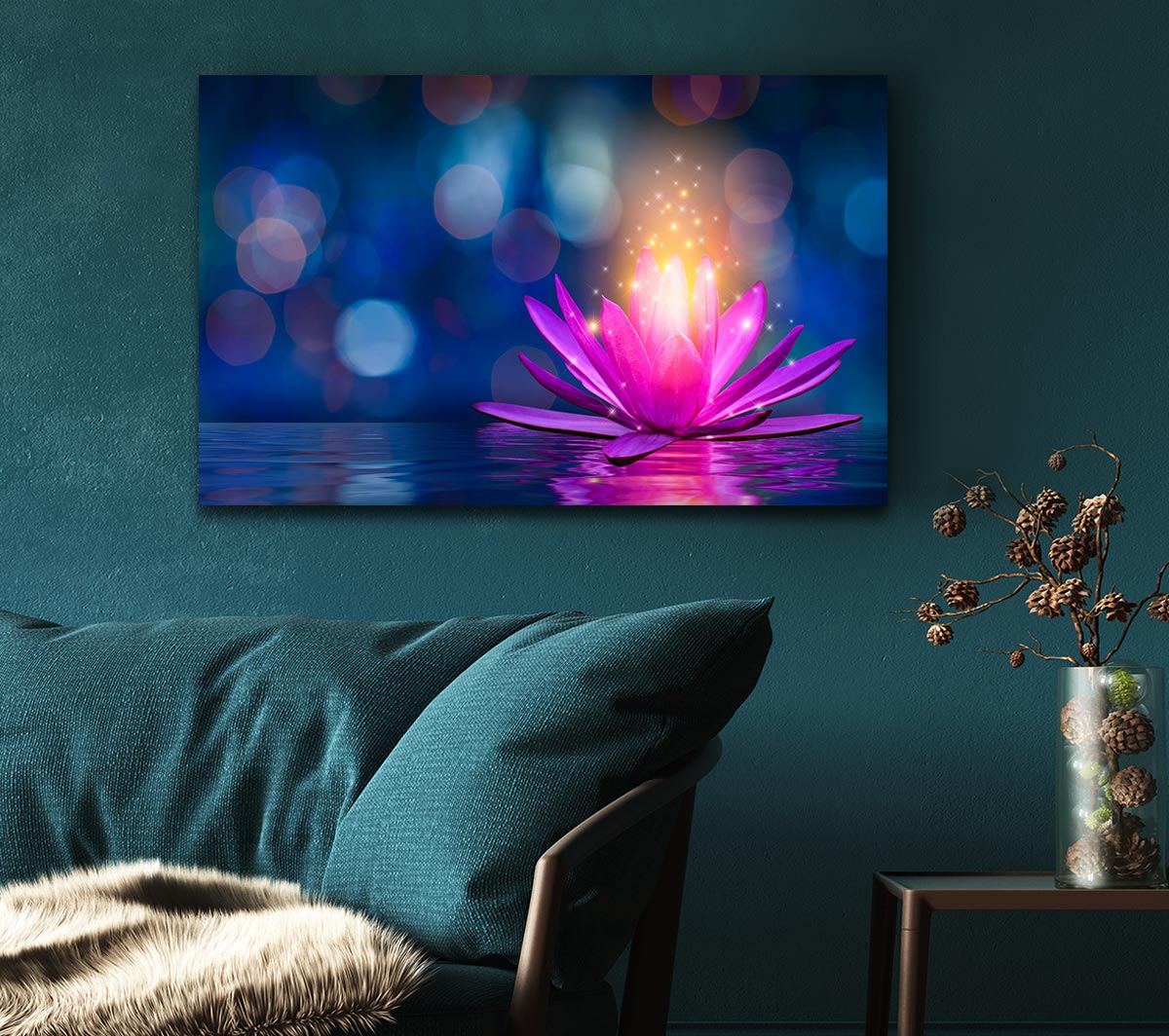Spores of light from a lilly Canvas Wall Art