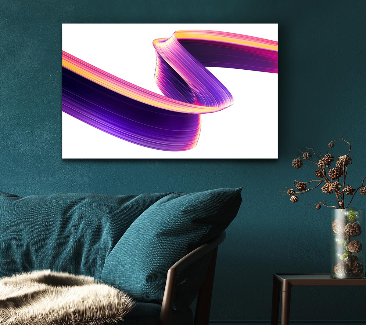 Purple Ribbon swirl Canvas Wall Art