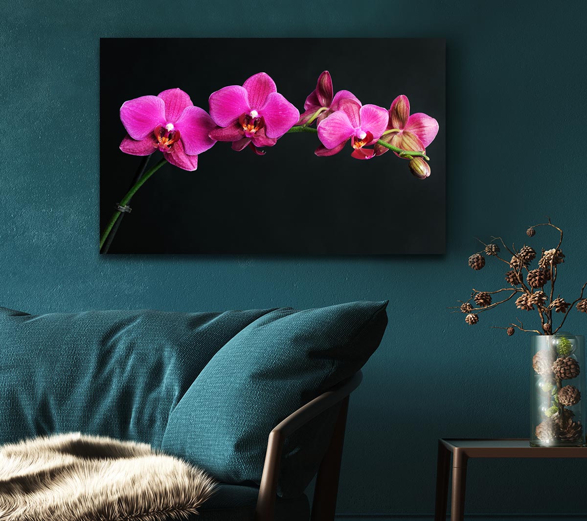 Pink Orchids Curve Canvas Wall Art