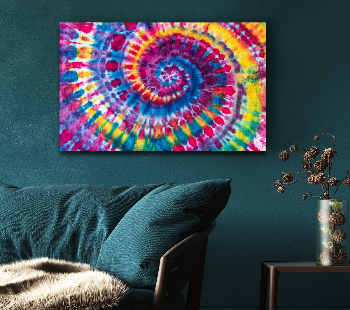 Spiral tie dye Canvas Wall Art