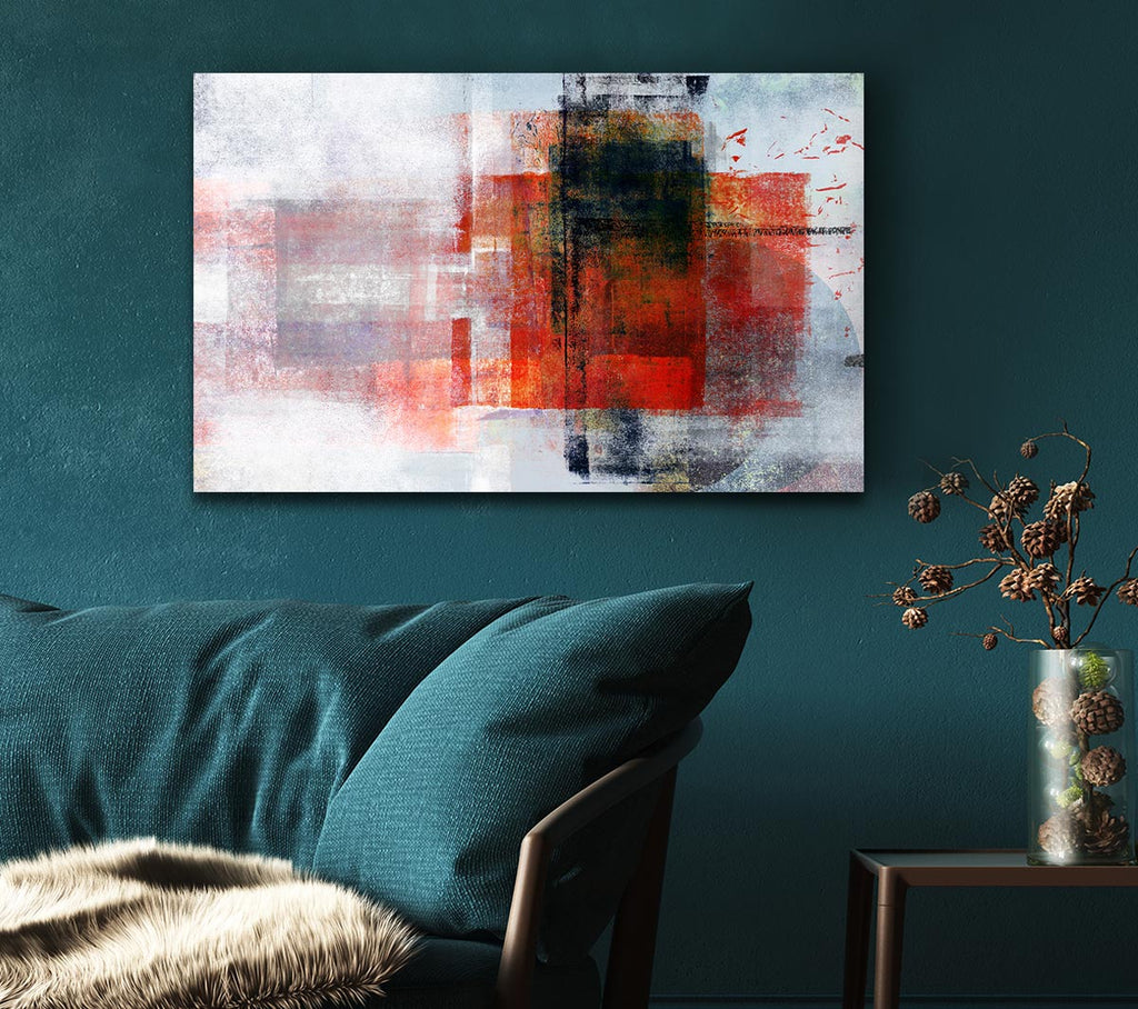 Abstract red square paint roller Canvas Art