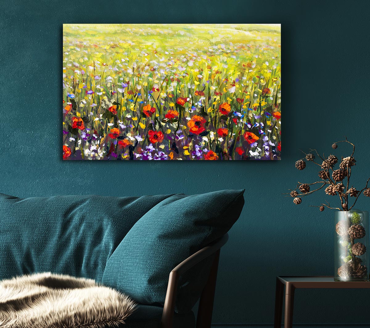 Poppy Field In The Summer Canvas Wall Art