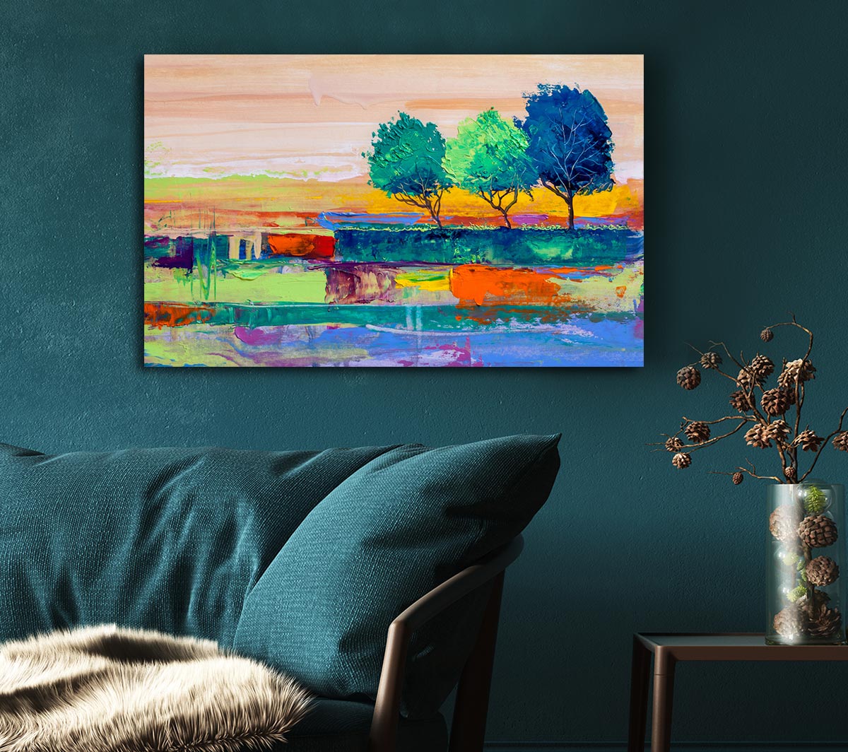 Three Trees In The Wind Canvas Wall Art