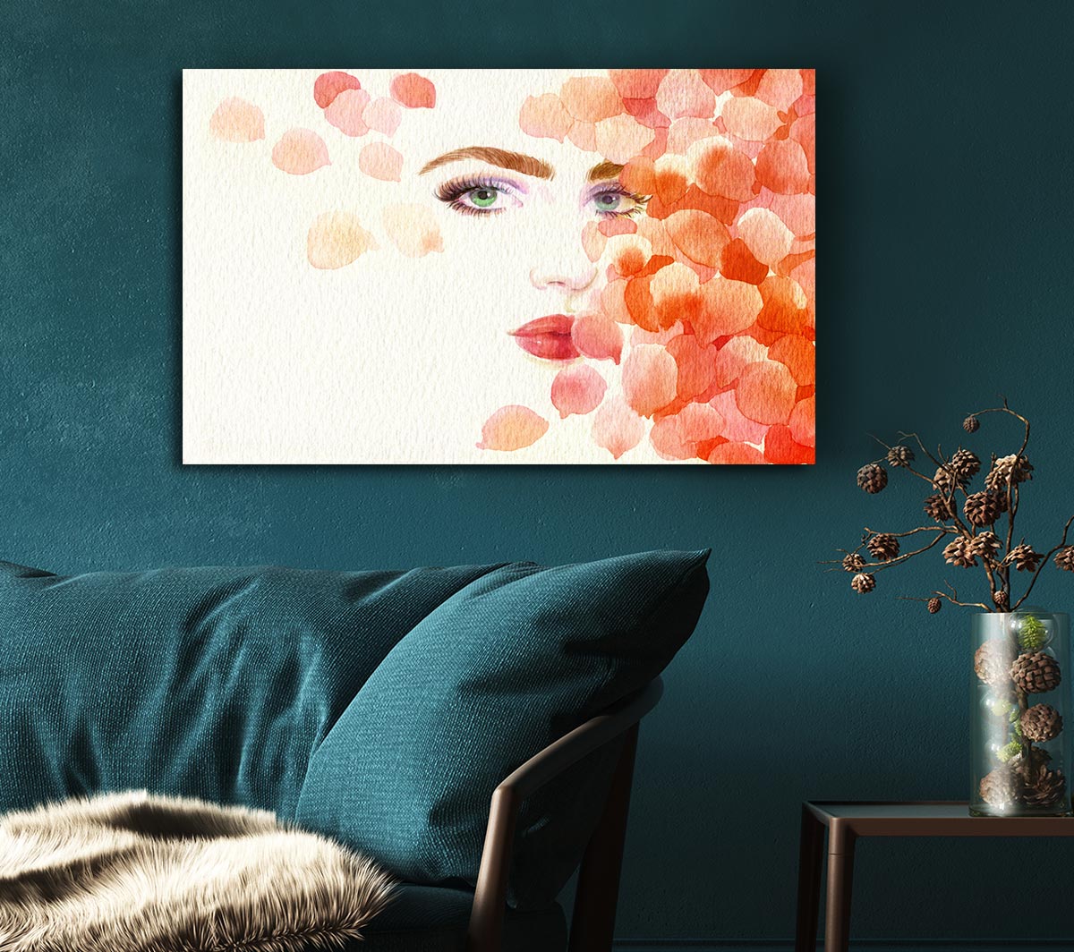 Petals On Face Canvas Wall Art