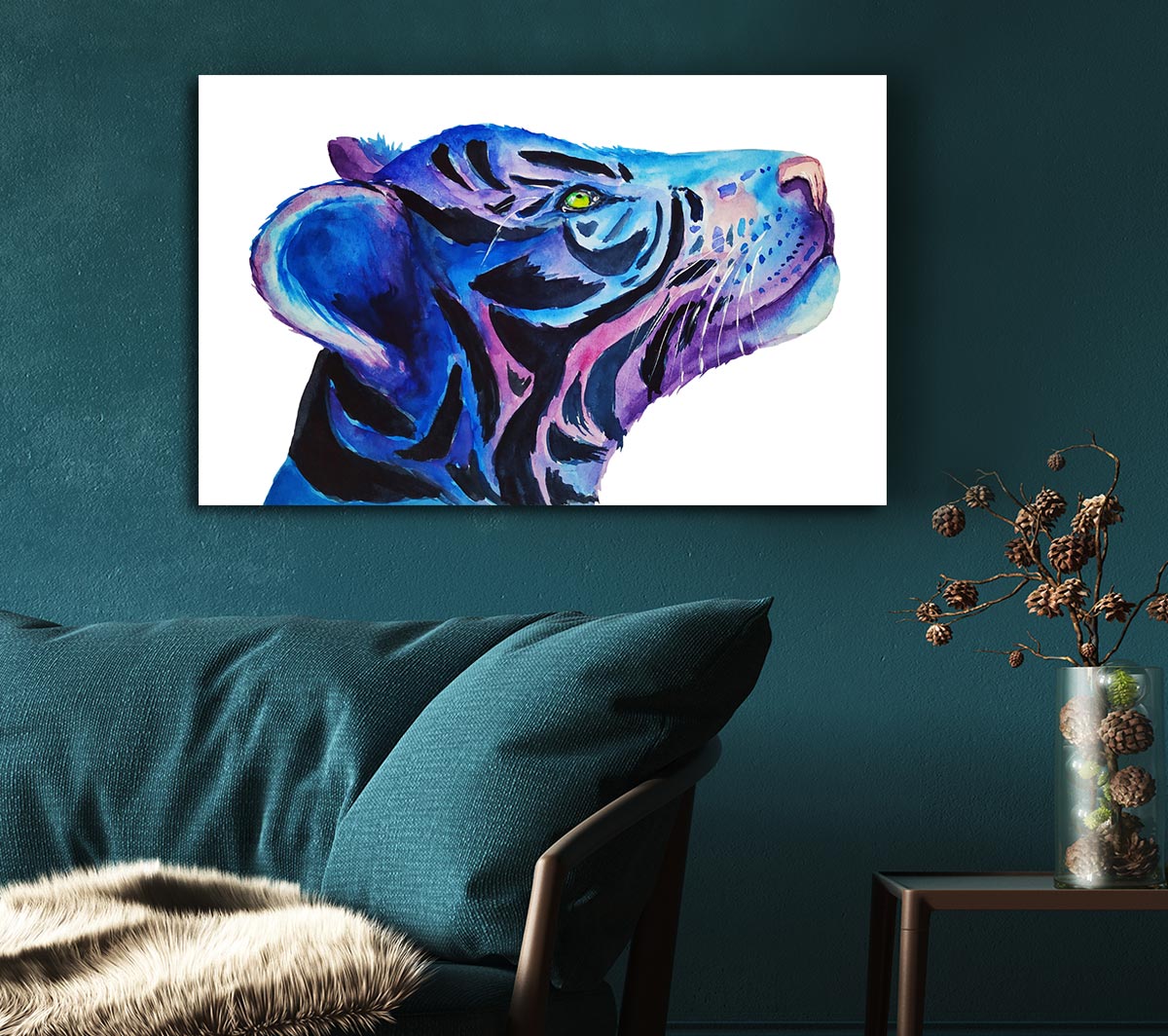 Stunning Tiger Cub Blues Canvas Wall Art