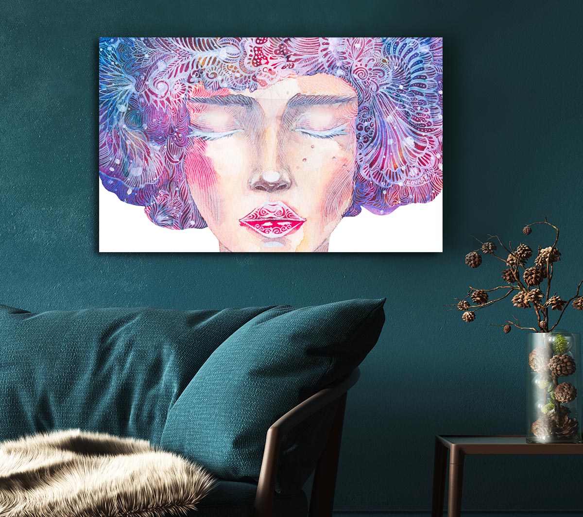 The Pretty Watercolour Face Canvas Wall Art