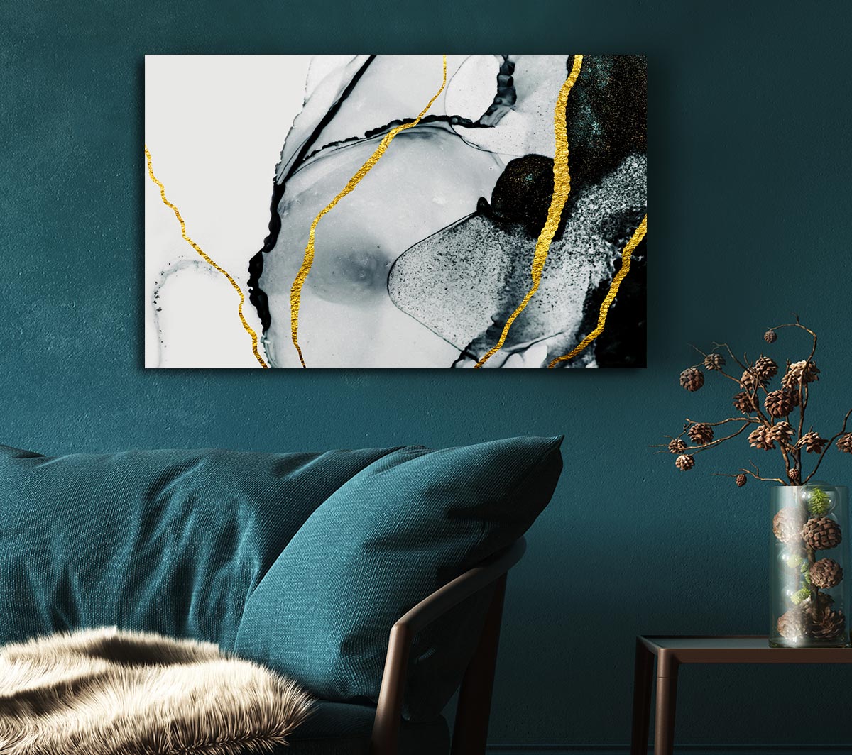 The Black Stone Glitter Canvas Wall Art