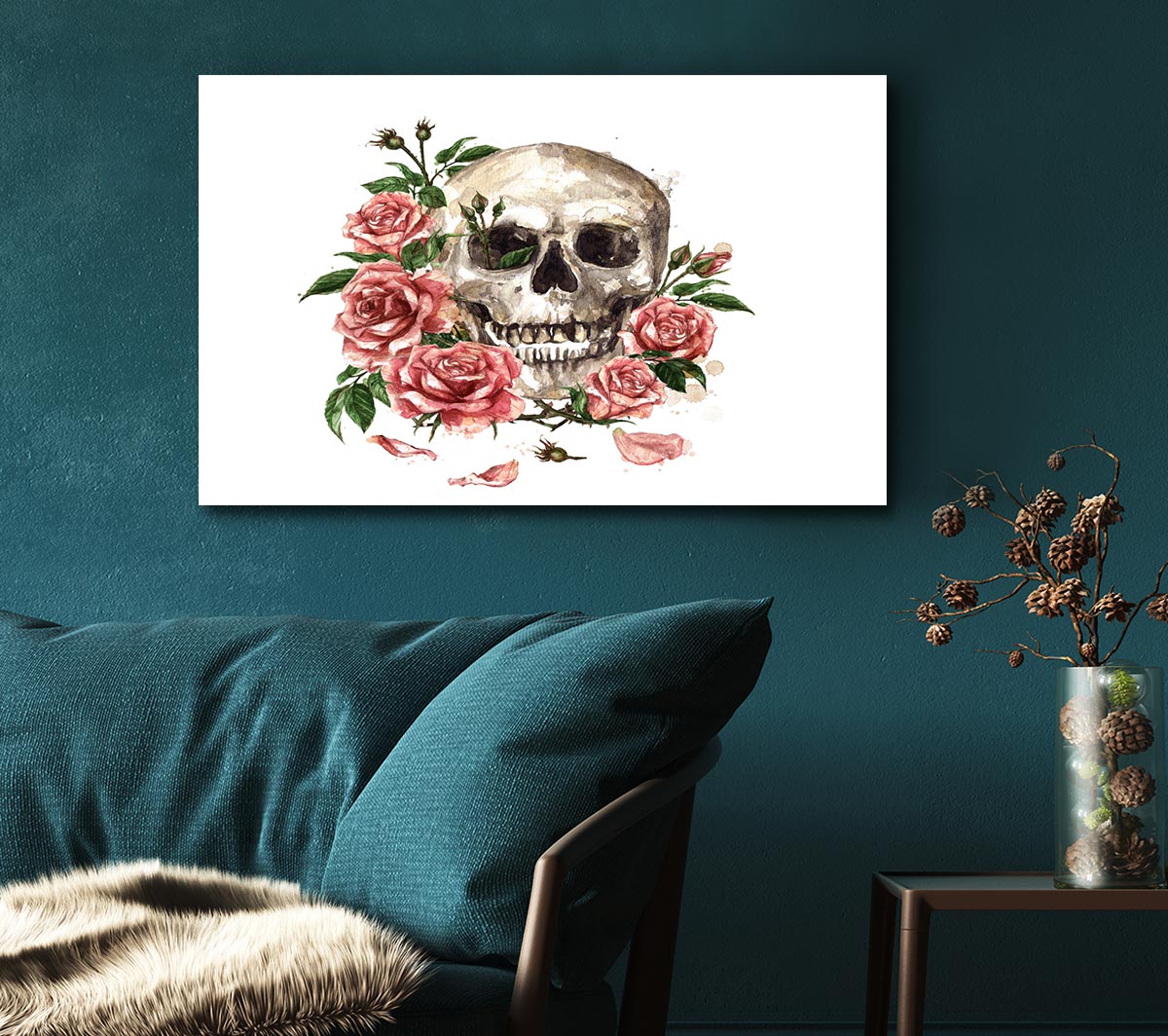 The Floral Skull Canvas Wall Art
