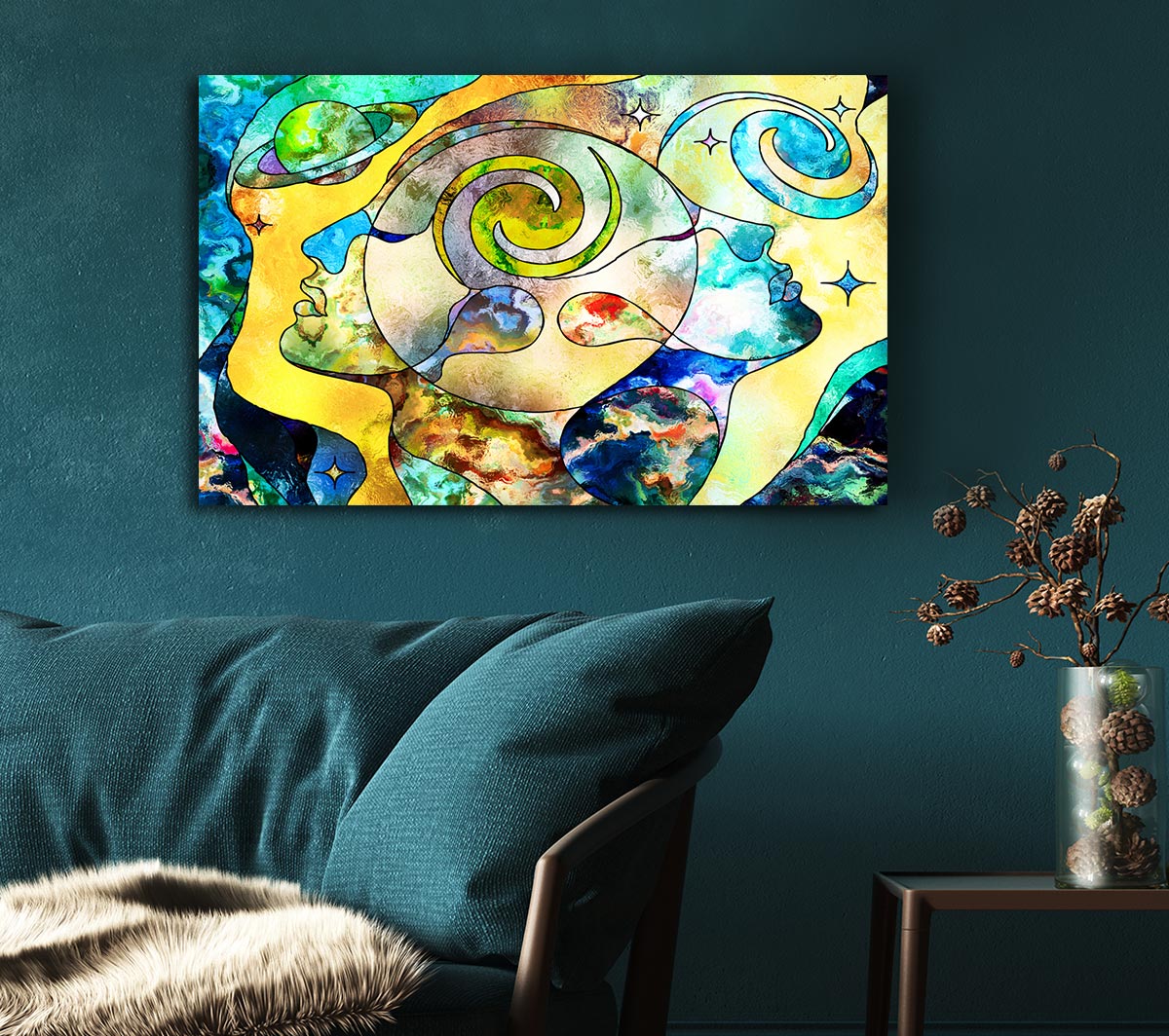 The Faces Of Time And Space Canvas Wall Art