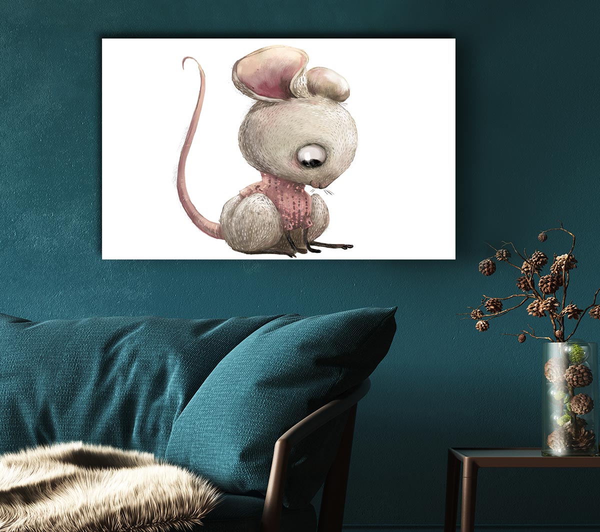 The Little Mouse Crouching Canvas Wall Art