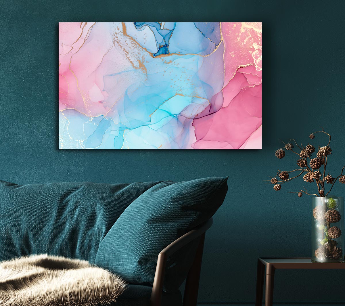 Pink And Blue Fusion Glitter Canvas Wall Art