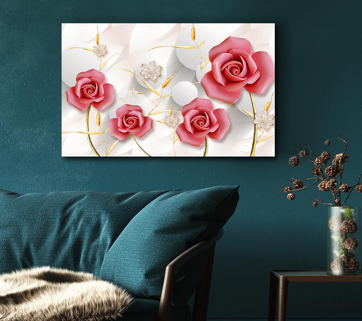 Pink Roses Pop Canvas Wall Art