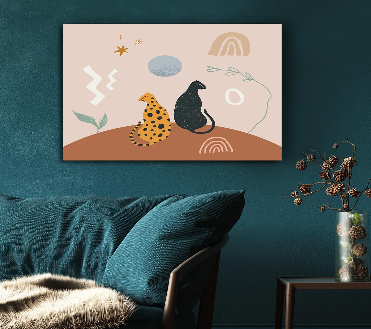 The Two Big Cats Canvas Wall Art