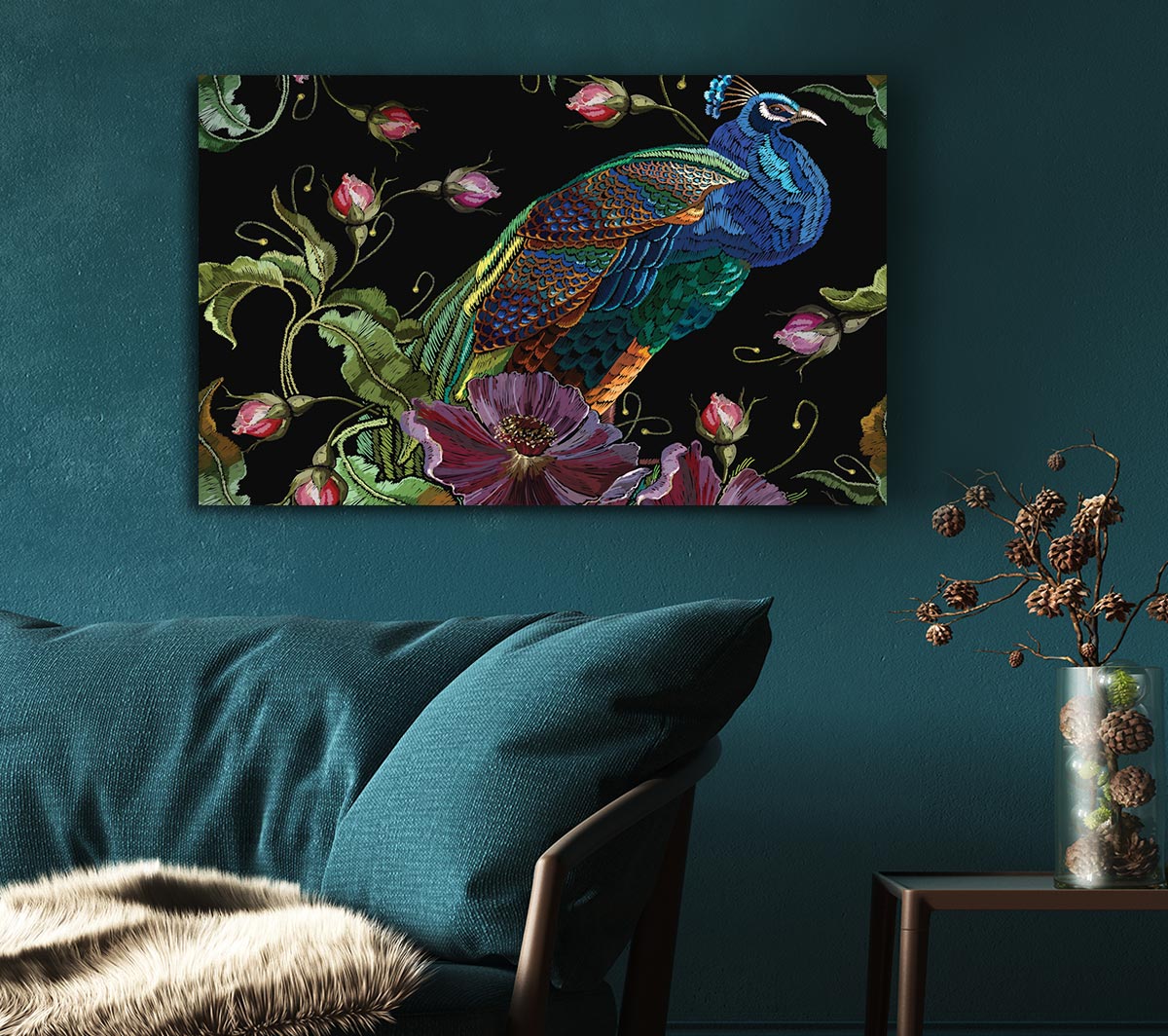 The Beautiful Peacock Nest Canvas Wall Art