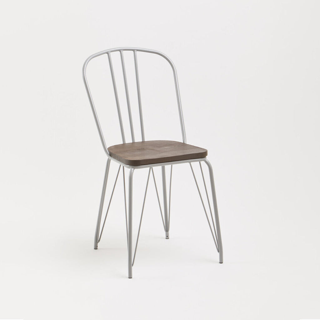 District Grey Metal Frame And Elm Wood Chair