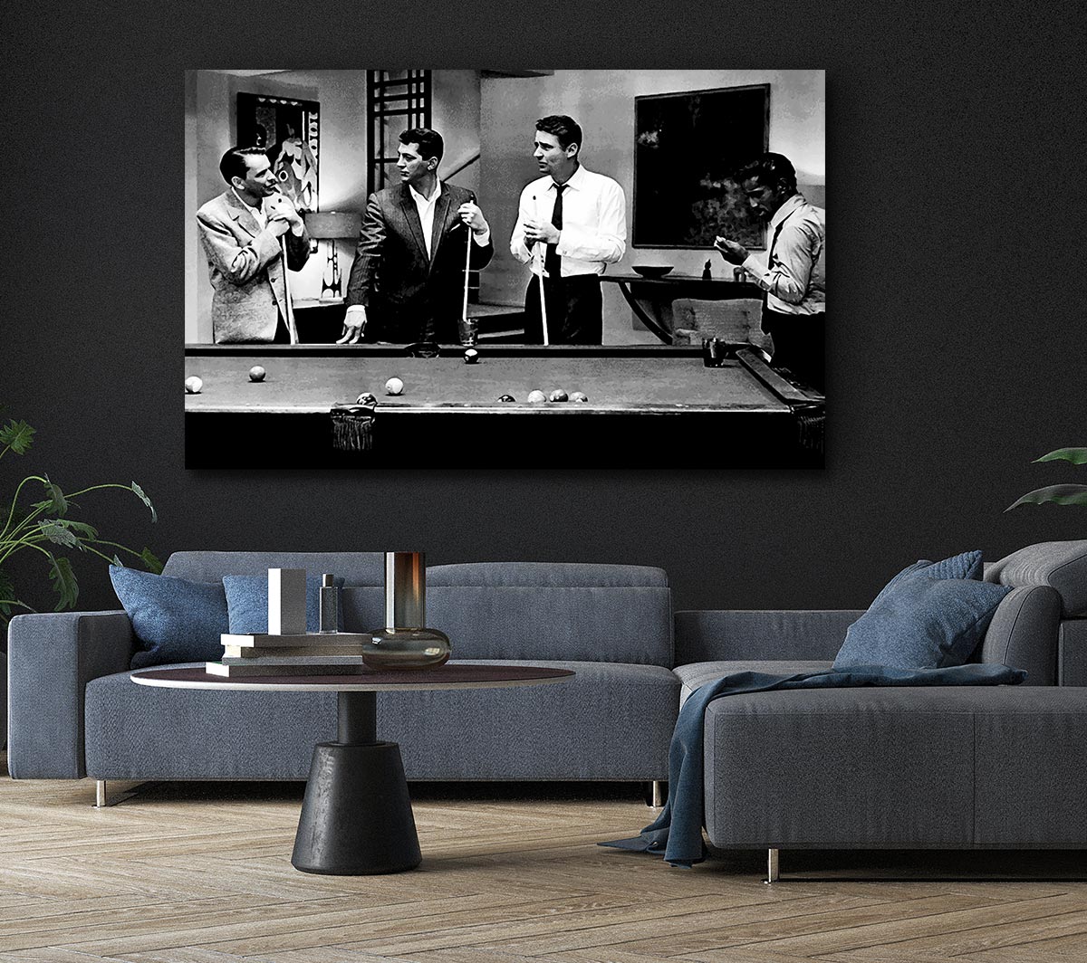 The Rat Pack 4 Playing Pool Canvas Wall Art
