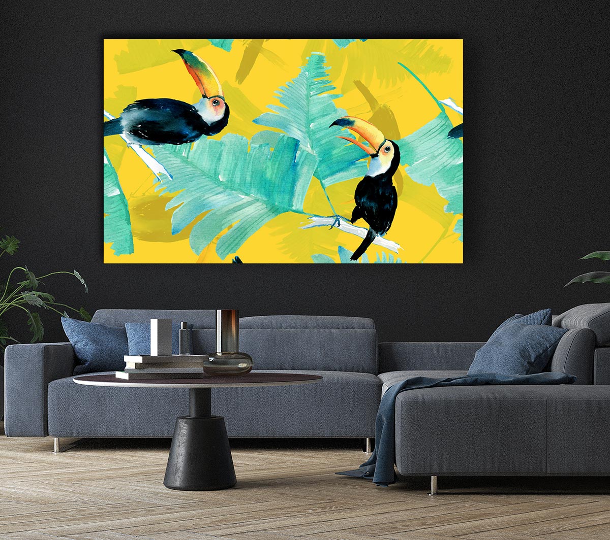 Toucan Palm Leaves Canvas Wall Art