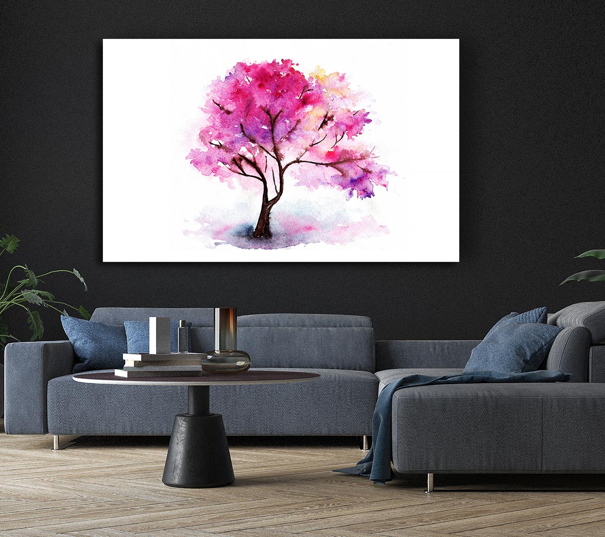 Pink Lonesome Tree Canvas Wall Art