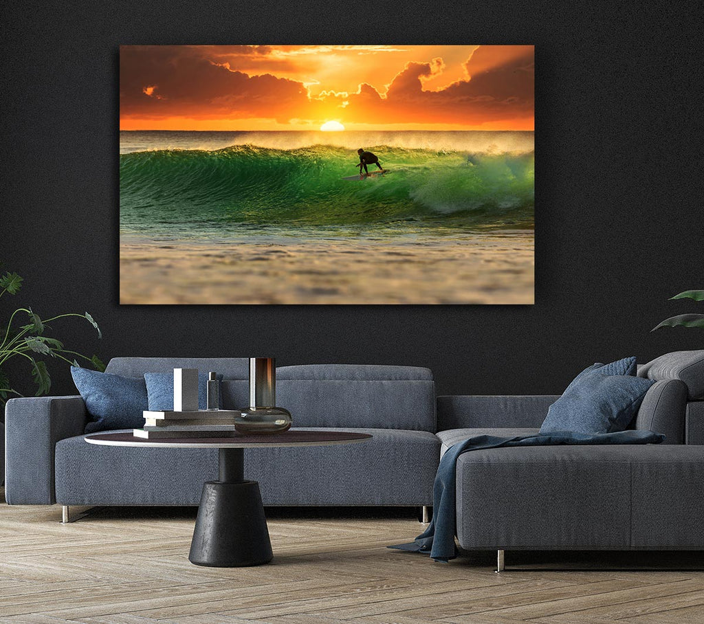 Surfer Sunset Canvas Wall Art