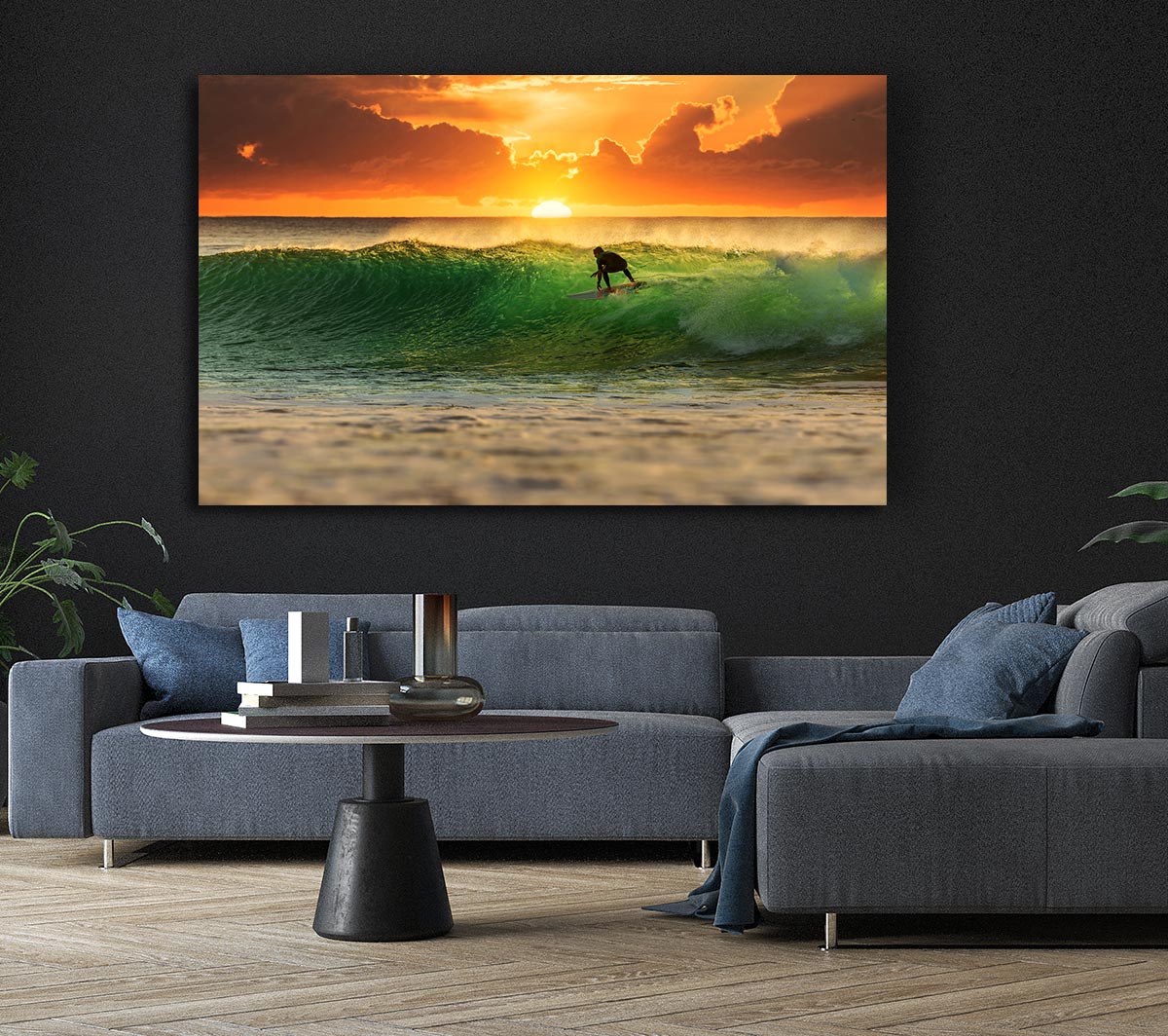 Surfer Sunset Canvas Wall Art