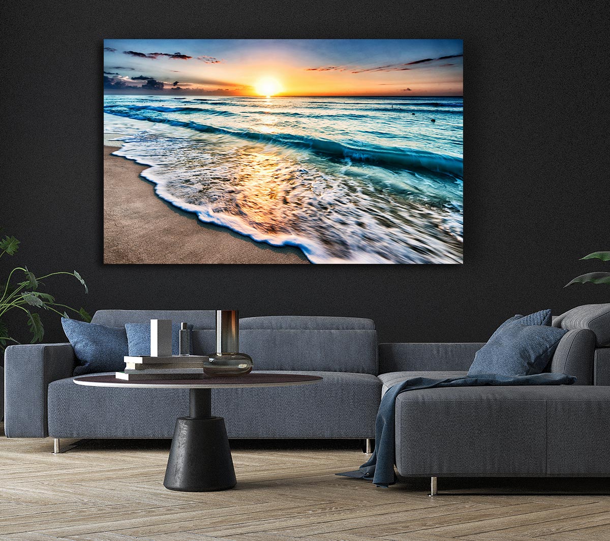 Sunset Ocean Movement Canvas Wall Art