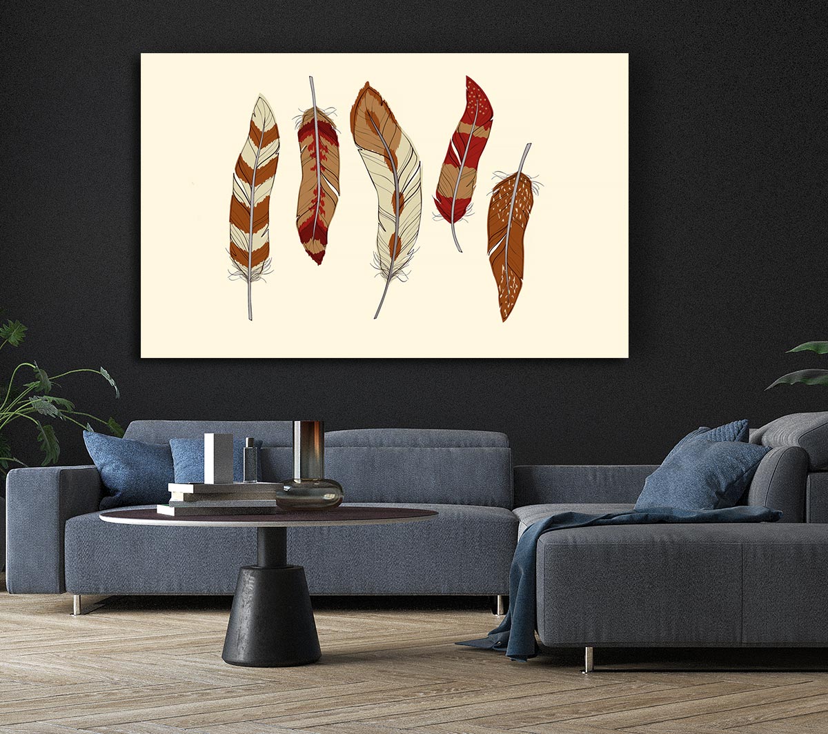 Red Indian Feathers Canvas Wall Art