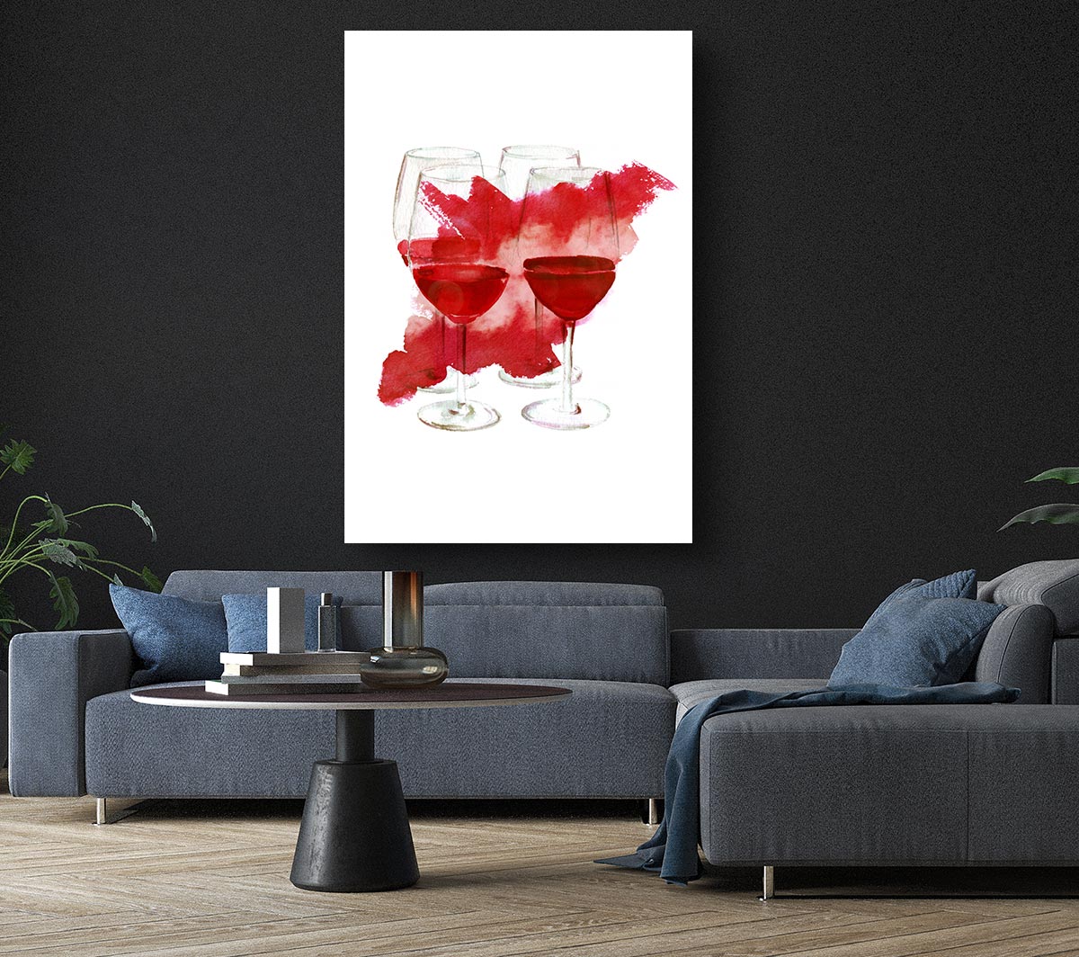 Red Wine Party Canvas Wall Art