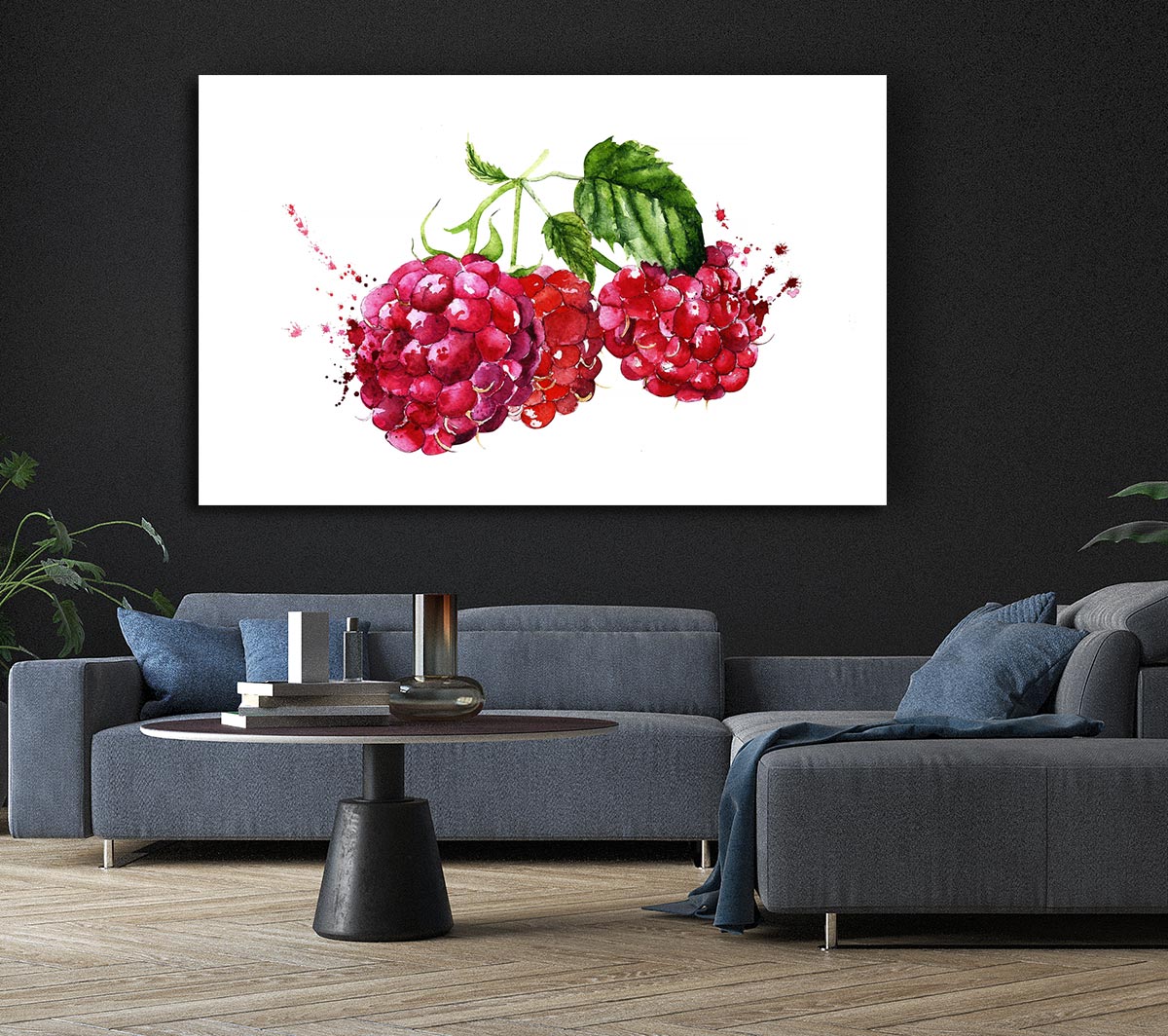 Raspberry Trio Canvas Wall Art
