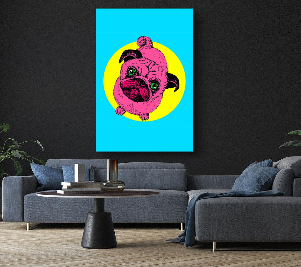 Pug Dog Pink Canvas Wall Art