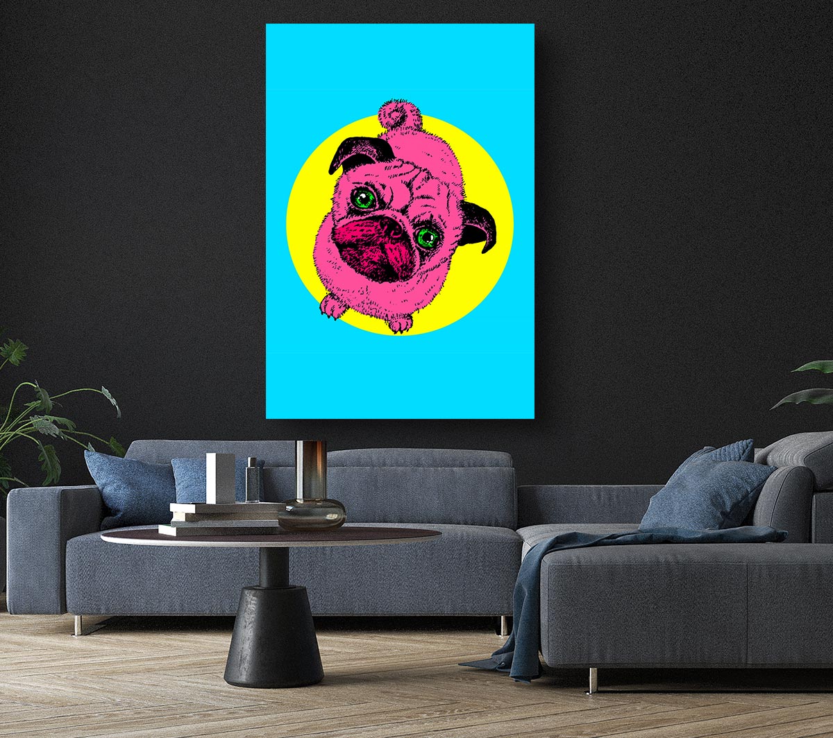 Pug Dog Pink Canvas Wall Art