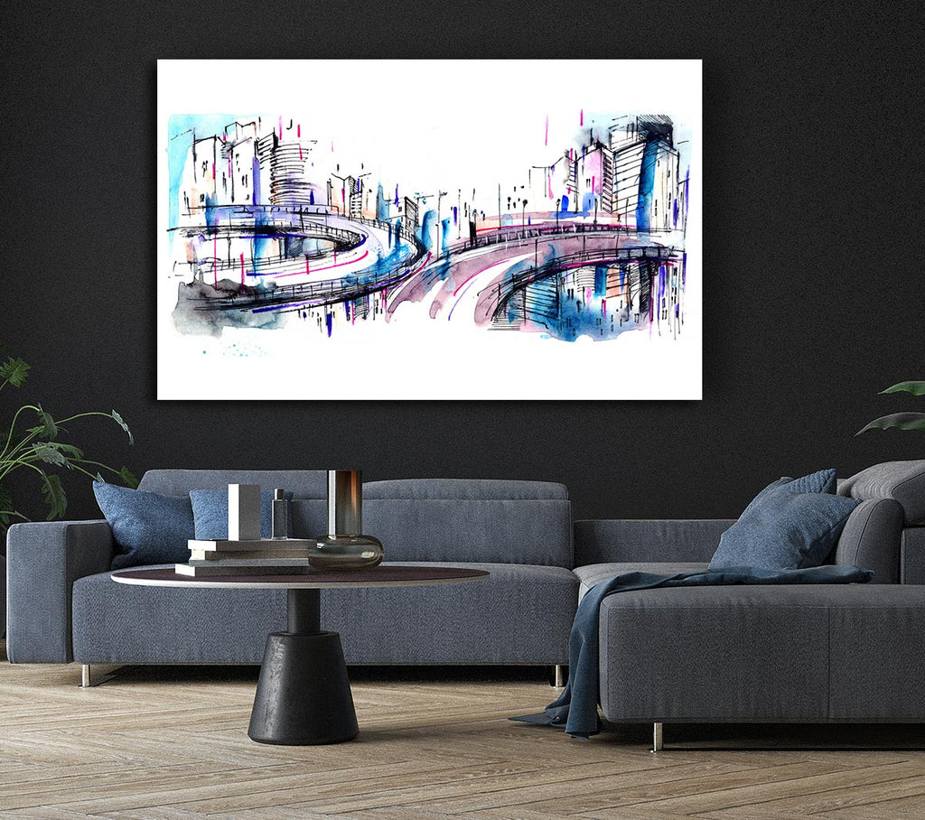 Ring Roads Through The City Canvas Wall Art