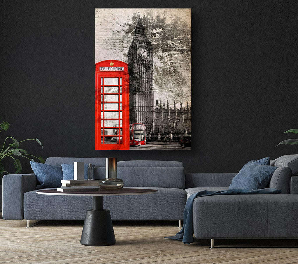 Retro Big Ben Canvas Wall Art