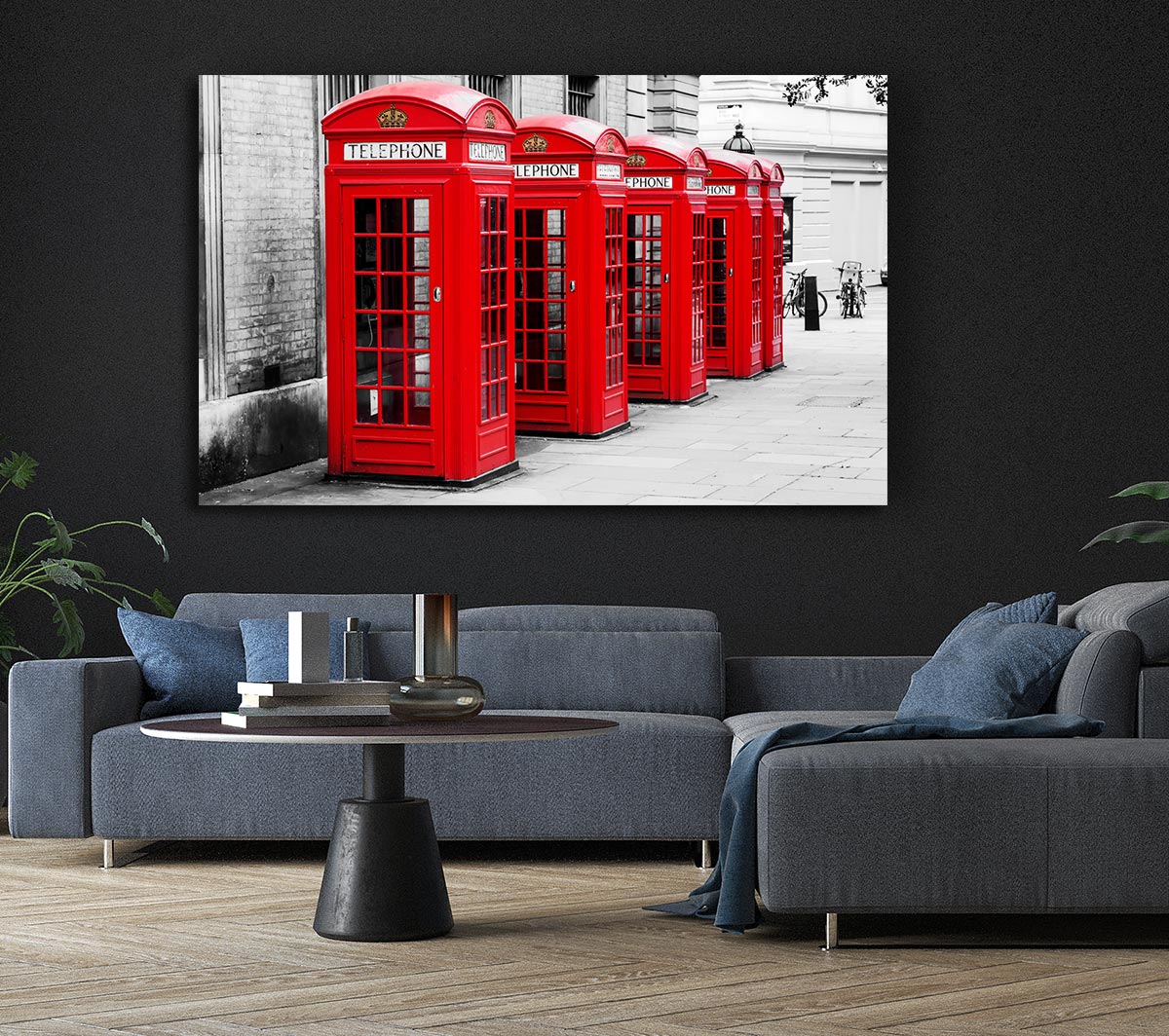 Red Telephone Box LineUp Canvas Wall Art