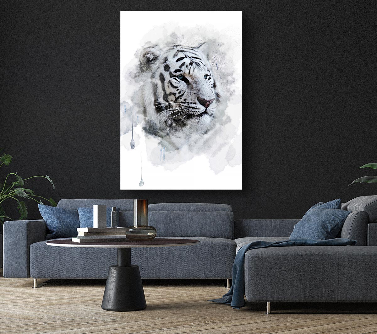 White Tiger Blue Eyes Canvas Wall Art