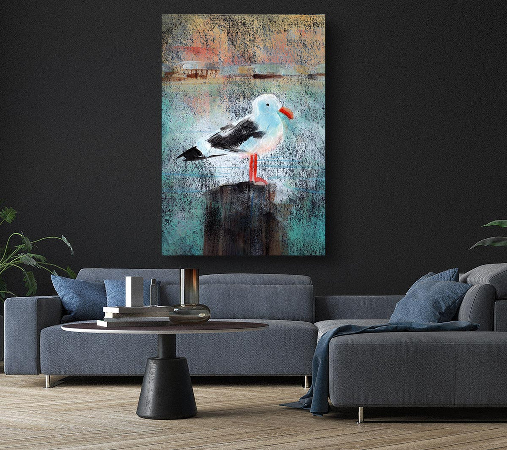 Seagull Perch Canvas Wall Art