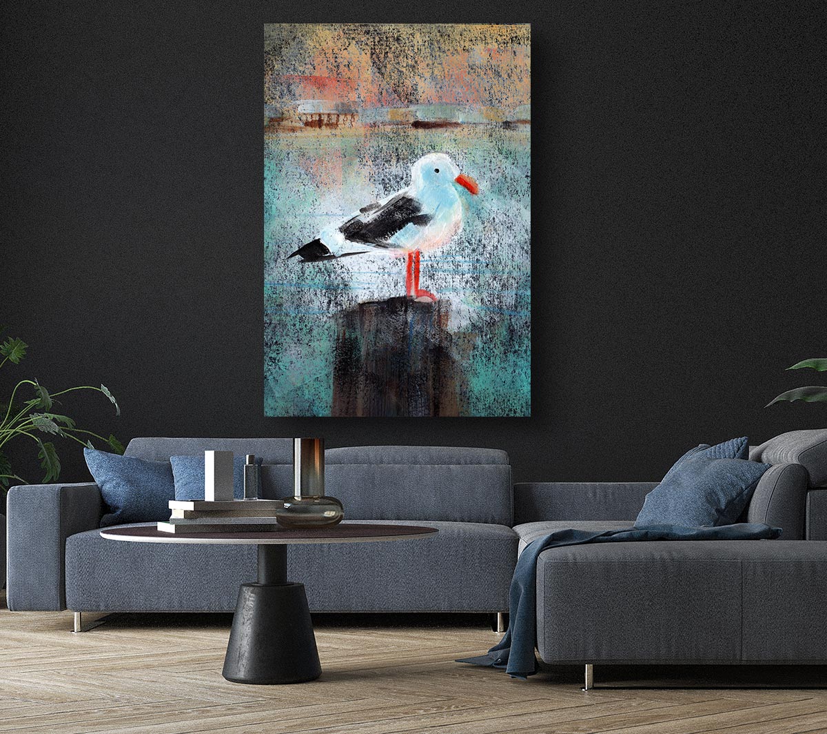 Seagull Perch Canvas Wall Art