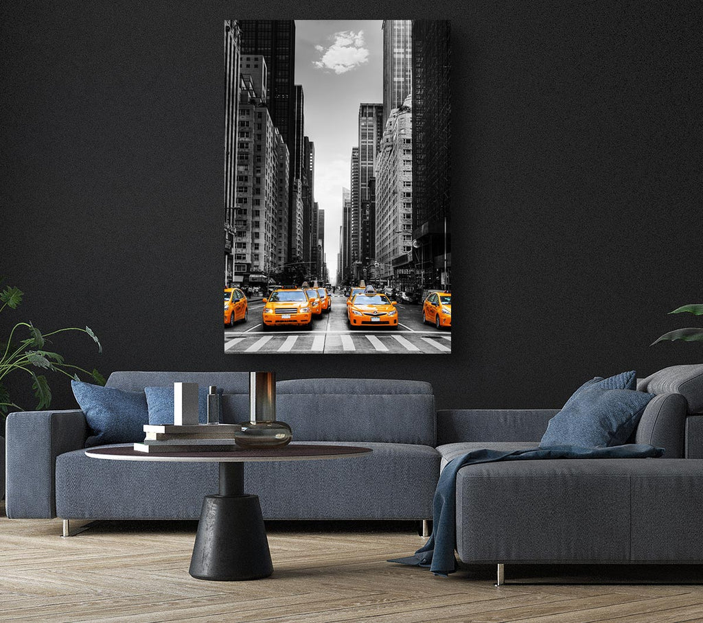 Yellow Cabs In New York 3 Canvas Wall Art