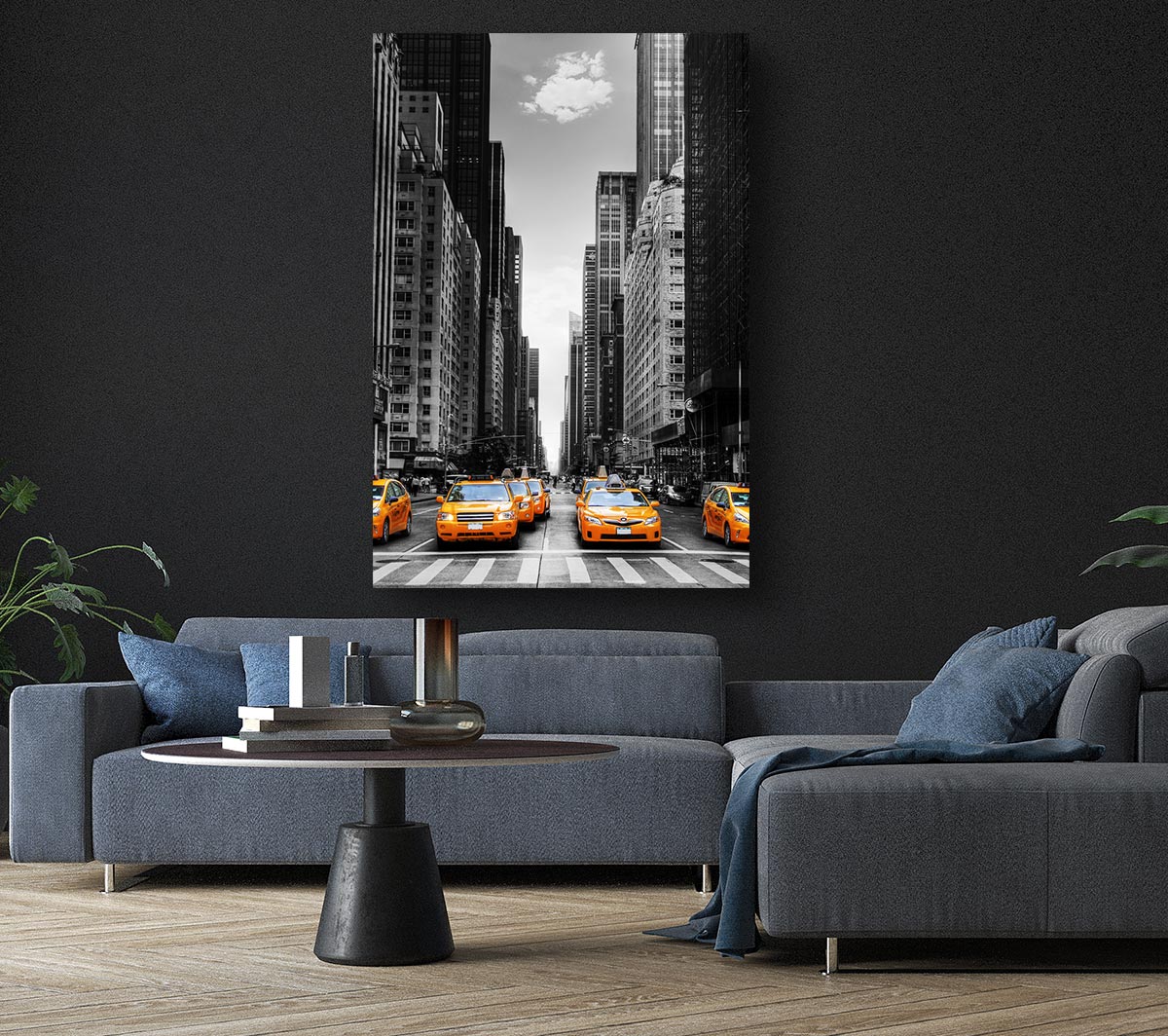 Yellow Cabs In New York 3 Canvas Wall Art