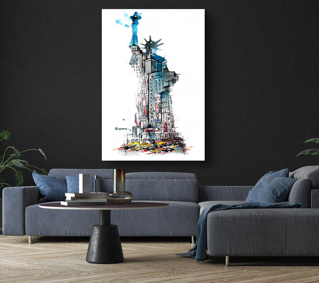 The Big Apple In The Statue Of Liberty Canvas Wall Art