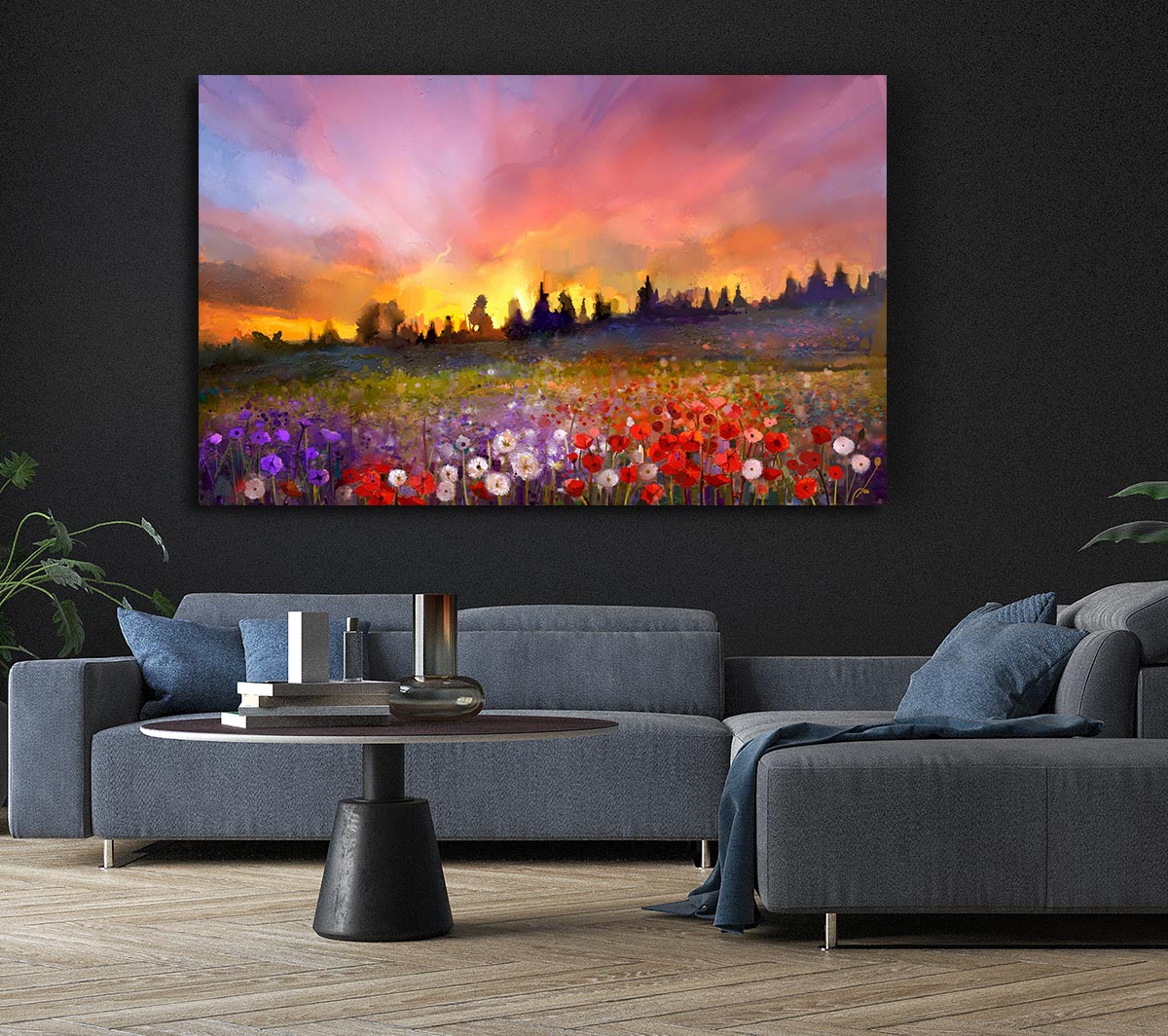 Sun Break Over The Wild Flowers Canvas Wall Art