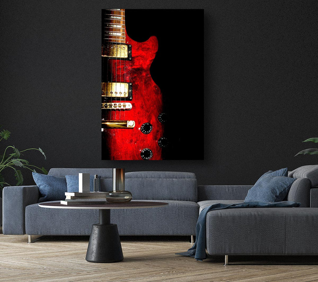 Red Electric Guitar Canvas Wall Art