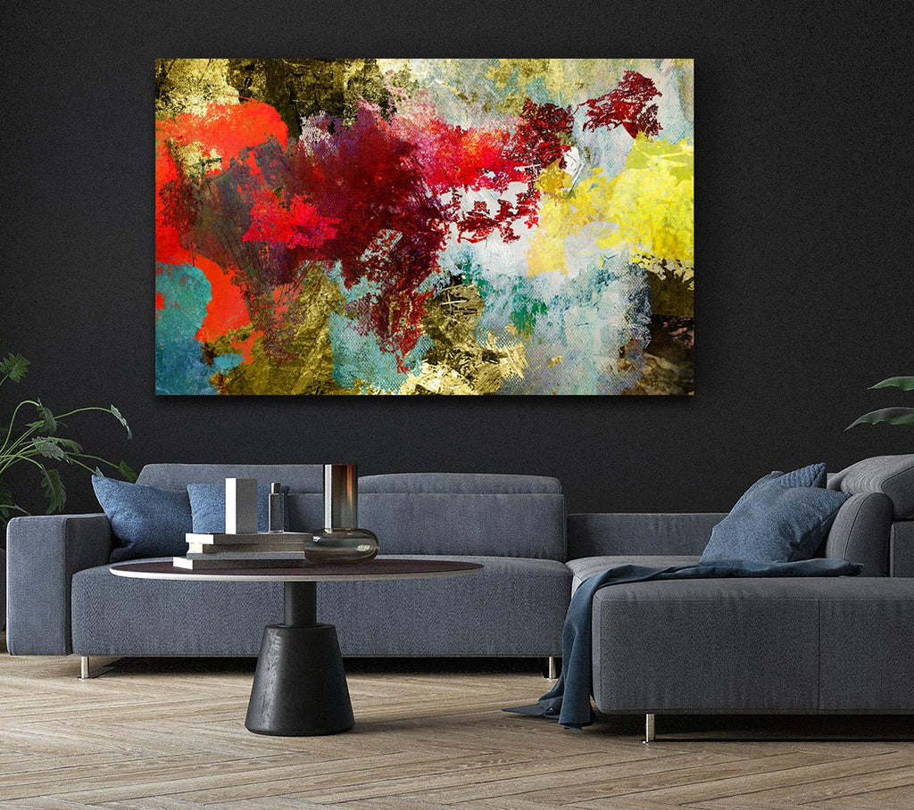 Abstract World grunge map Canvas Wall Art
